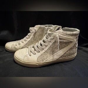 Shu Shop Women’s Rooney High Top in Pearl Glitter Sneakers Size 8